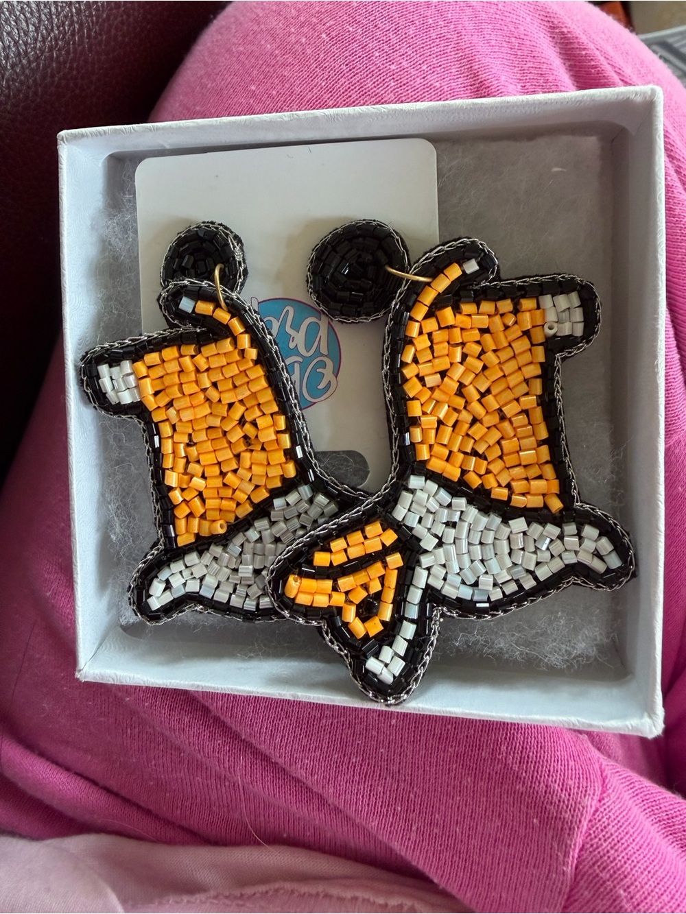 Beaded Corgi Dangle Earrings